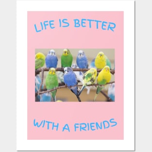 Life is better Parakeet friends Posters and Art